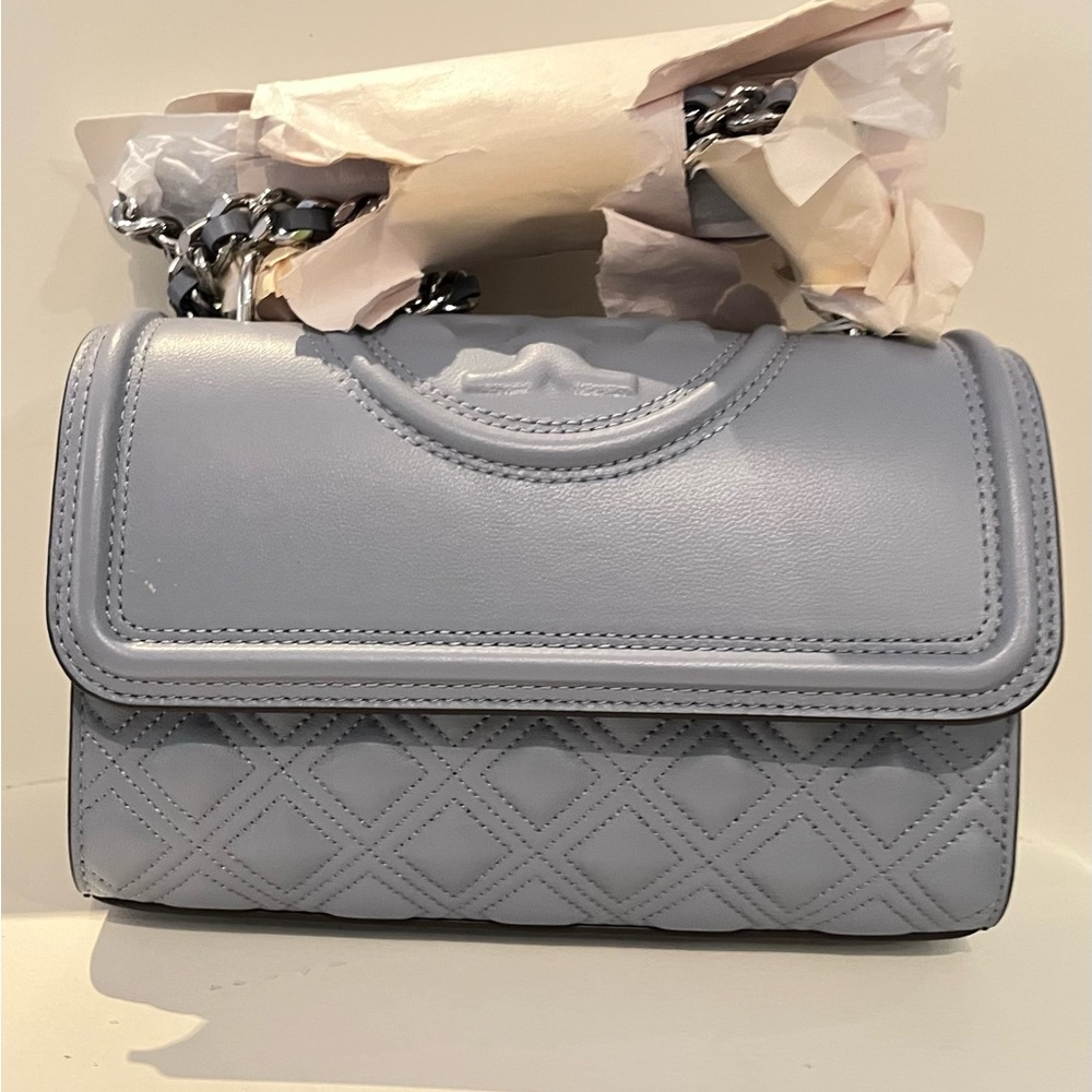Tory Burch Fleming Convertible Shoulder Bag Cloud Blue Brand New With Tags BNWT